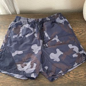 Mens j crew hybrid liner less camo swim trunk xs